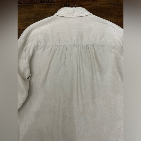 Trina Turk Out of the office Unwind 100% Linen Shirt Size M Flax Beige Color - Picture 6 of 8